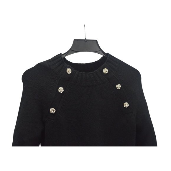 NWT J. Crew XS Black Jeweled Shoulder Sweater Dress "Outstanding!" - Picture 4 of 7